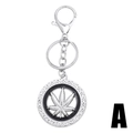 Silberner Ahornblatt-Schlüsselanhänger mit funkelnden Strasssteinen und Karabinerverschluss - Stil A-Runder Blattanhänger / Silber