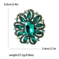 Vintage bloemspeld met groene steentjes in goudkleur, maat 6,0 cm x 5,4 cm - Groen