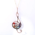 Handmade musical note tree of life pendant necklace with colorful chakra crystal beads - 3.5*9cm Bronze Musical Note