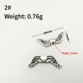 Silberne Engelsflügel Herzperle für Schmuck, 20mm x 7mm Legierung DIY Anhänger Perle - 2#