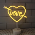 Neon LED love sign lamp in warm yellow with white base for table decoration - Warm White Heart with Arrow