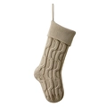Calza di Natale in maglia avena con classico motivo a treccia e passante per appenderla - Lino