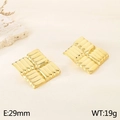 Golden diamond weave pattern geometric earrings 29mm stainless steel jewelry - Style G-Rhombus Woven (KE114128-KFC)