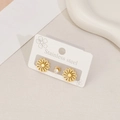 Ensemble de trois boucles d'oreilles dorées en acier inoxydable avec motif fleur et zircon - Tournesol Or
