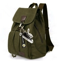 Sac à dos en toile vert armée avec fermeture cordon et ruban de marguerite - Toile / Vert armée (avec Pendentif Basket en Toile)