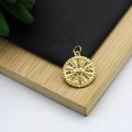 18K gold plated copper pendant with evil eye design and colorful cubic zirconia inlay - Evil Eye Radiating Beaded Edge Style