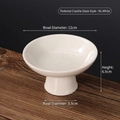 Ceramic ice-crackled tall snack plate in Ru-style creamy white for tea ceremony - Crackle Glaze-Ru White