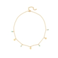 Collier en acier titane doré avec pendentifs coquillages et perles turquoise - Collier En Pierre Naturelle Xl-608j