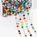3,6mm veelkleurige gefacetteerde kristallen kralenketting met 18k goudstalen link - 3.6mm (1m/Pak) / Gouden Ketting - Gemengde Kleuren