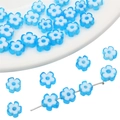 Blue and white 6mm millefiori glass flower beads for DIY jewelry and bracelet making - Blue & White