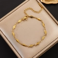 Elegant gold-tone geometric rhombus link bracelet with polished finish and lobster clasp - Gold Geometric Rhombus Metal Bracelet (10539)
