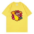 Yellow oversized T-shirt with Happy Father's Day print and colorful graphic - XS / Style 317 / Yellow