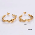 Golden 304 stainless steel earrings with molten lava design, 28mm by 31mm size - Lava Flowline Earrings (AMLEH112)