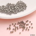 Runde Edelstahl-Zwischenperlen in glänzendem Silber mit 2,5 mm Durchmesser für DIY - 2.5mm (Loch 1mm) 20 Stk/Packung / Stahlfarbe