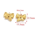 Golden bow-shaped stainless steel pendant with 15.3x12.5mm dimensions and 2mm hole - Gold-D (1.59g)