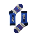 Blue cotton crew socks featuring sailor motif with floral patterns on white backdrop - 35-39 / Little Sailor