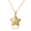 Collana con pendente a stella dorata con zirconi bianchi e finitura lucida - Stile Stella (CX-D1040)
