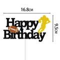 Topper per torta football americano glitterato con silhouette e misure dettagliate - Cartoncino Glitterato+Bastoncino di Carta / Topper Grande per Torta HAPPY BIRTHDAY