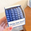 Set of 7 gradient blue spiral hair ties with strong elasticity in a box - Blue Series/Ice Snow