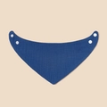 Dark blue cotton muslin baby triangle bib with adjustable white snap buttons - Dark Blue