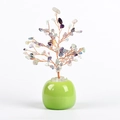 Colorful natural crystal money tree with green ceramic base for creative home decor - Fluorite Pot