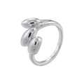 Macro detail of silver geometric leaf-shaped ring with polished stainless steel finish - VJ578 Triple Bud / White Gold