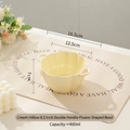 Ciotola in ceramica giallo crema a forma di fiore con doppi manici da 6,5 pollici - Ciotola a doppio manico da 6,5 pollici - Giallo crema lucido