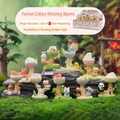 Collectible forest animal resin figurines set featuring foxes and pandas on stone bases - Wishing Little Beanie Full Set Box - 8 Pcs