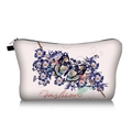 Detail of butterfly and flower print on a beige trapezoid travel toiletry bag with zipper - Light Beige Blue Floral Color Butterfly Print (jiaying148)