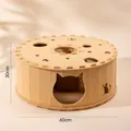 Túnel para gatos de fieltro tipo rosquilla en color beige crema de 60 cm de diámetro - Grande / Café con Leche