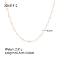 Elegant gold stainless steel necklace with 0.3cm pearls, 40.5cm length plus 5cm extender - Baroque Pearl Style (JDN21412)