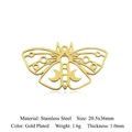Gold plated stainless steel butterfly pendant with hollow moon patterns and product specs - Moth-Gold (LA732)