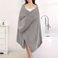 Thick oversized gray waffle weave coral fleece bath towel wrap for men and women - 90*180cm / Premium Grey