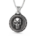 Collana punk vintage in acciaio inossidabile con medaglione teschio su catena box - Solo Ciondolo Teschio (KP99699-KJX)