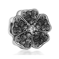 Silver flower charm with sparkling white zircons for DIY jewelry and necklaces - Black Zircon Five-Petal Flower