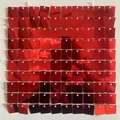 Detail of red square sequins for wind-driven party backdrop with reflective mirror finish - 30x30cm / Red