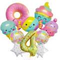 Ice cream and donut balloon set with giant number 4 for birthday party decoration - Number 4 - Donut Candy Set