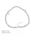 Silver bead necklace detail with 17mm teardrop charms and lobster clasp, 27.8g weight - Silver Polished Style (DN240652-B)