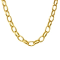Golden stainless steel oval link chain necklace with engraved star texture for women - Shiny Oval Link (5941753732861)