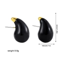 Detail view of teardrop enamel earrings with dimensions 32mm by 18mm and 9.8g weight - Gold Black (22538_4)