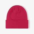 Classic double-layered thick knitted beanie hat in vibrant magenta for winter - 6-Seam Bright Red