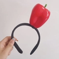 Funny red chili pepper headband accessory with soft black fabric wrap for photo props - Red Bell Pepper