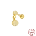 Vue détaillée de la boucle d'oreille pendante boule en argent 925 doré avec fermoir vis - Pendentif Boule Dorée