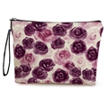 Borsa per trucco portatile con motivo floreale a rose viola e cinturino nero - Canapa fine / Stile Portatile con Rosa Viola / 17 * 25 cm Con Fettuccia