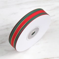 Christmas grosgrain ribbon roll in red and green with gold metallic edge accents - 1.5cm Wide [Thickened & High Density] 20 Yards Long