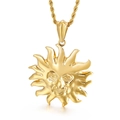 Pendentif dieu du soleil doré avec visage en relief et chaîne torsadée style hip hop - Prix Pendentif Uniquement / Or (KP36843-D)