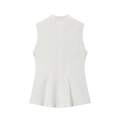 White sleeveless peplum top with high neck and back zipper closure on white background - S / White