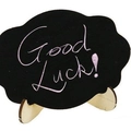 Mini cloud-shaped wooden blackboard easel with white Good Luck handwritten text - Printed Cloud Chalkboard