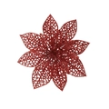 15cm red glitter poinsettia with hollow mesh design for Christmas tree decoration - 15CM / Red