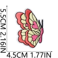 Size guide for embroidered butterfly patch showing 5.5cm height and 4.5cm width dimensions - Style 8 (Red Pink Butterfly)